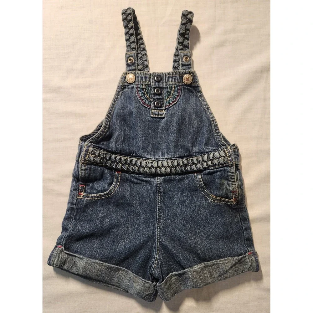 OshKosh‎ B'Gosh Overalls Toddler Girl Size 2T Denim Vestbak Shortalls One Piece